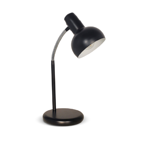 Velador para E27 con flexible diámetro 10cm y alto 38cm negro